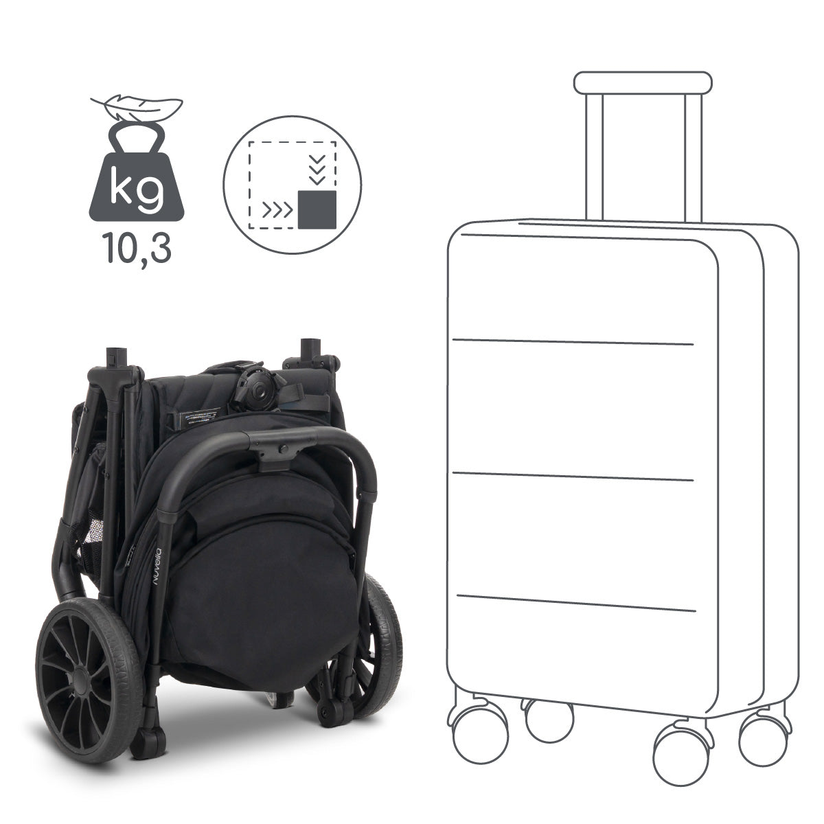 Lorelli Nuvella - wózek spacerowy do 22kg | Black