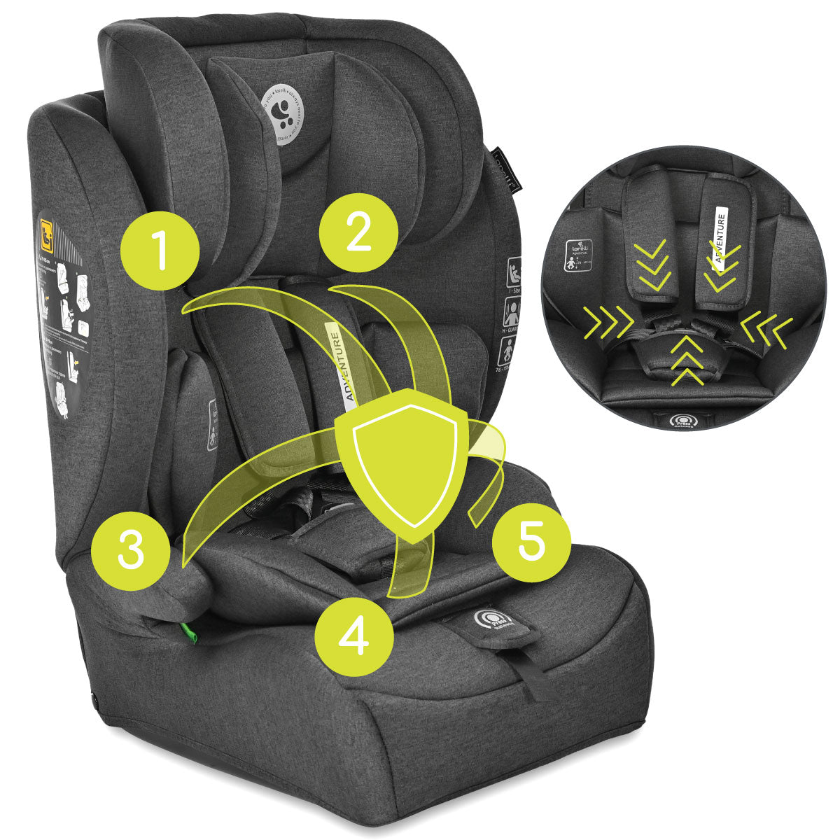 Lorelli Adventure - fotelik i-Size 76-150cm | Black
