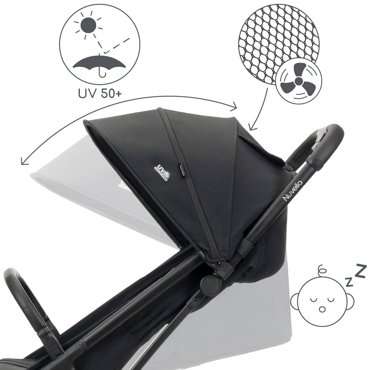 Lorelli Nuvella - wózek spacerowy do 22kg | Black