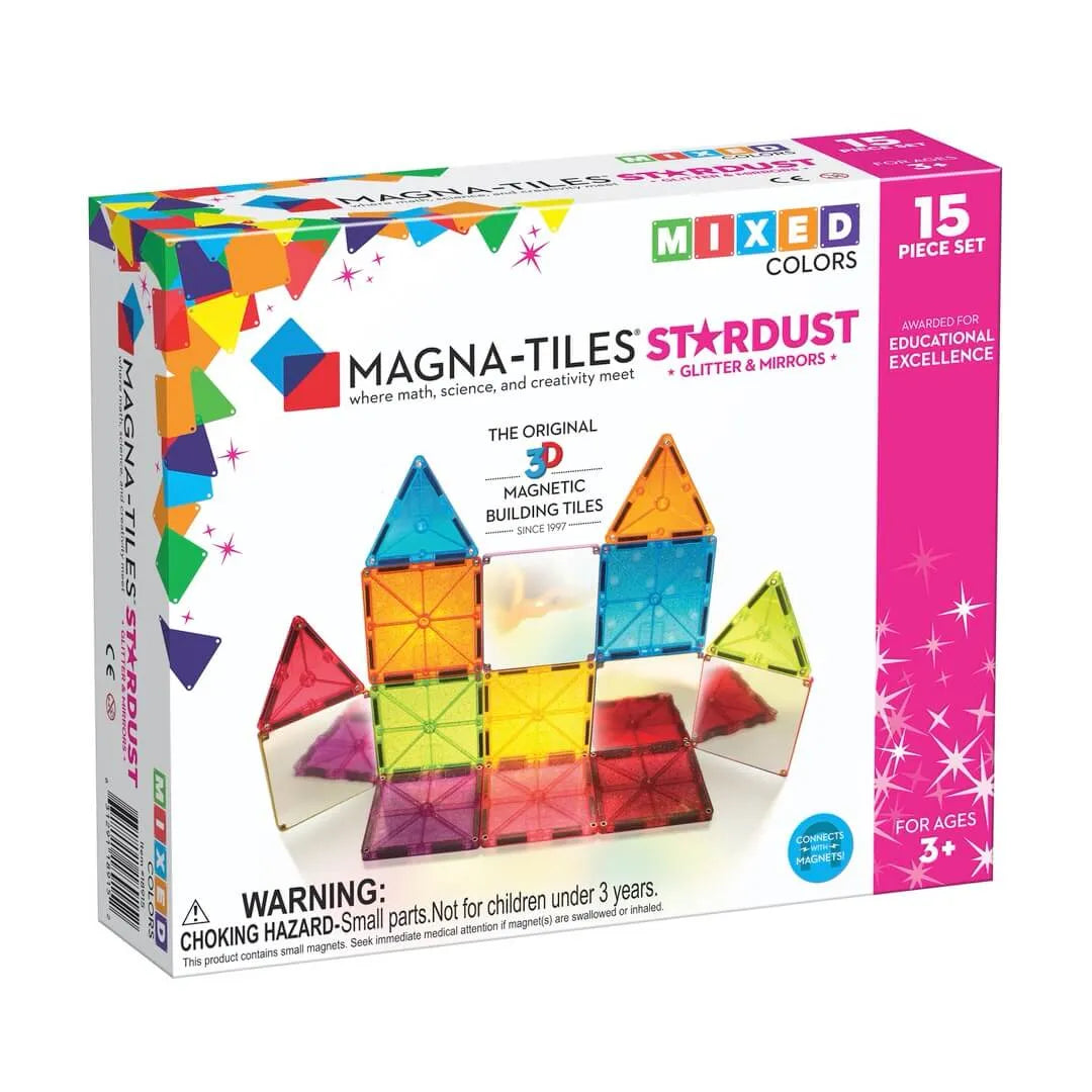 Magna Tiles - klocki magnetyczne z brokatem Stardust (15 el.) - JasieBasie.pl