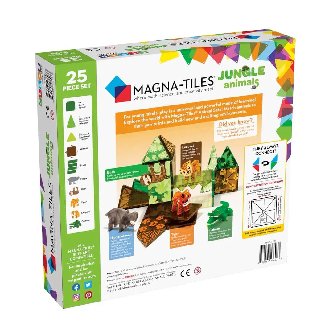 Magna Tiles - klocki magnetyczne Zwierzęta Dżungli (25 el.) - JasieBasie.pl