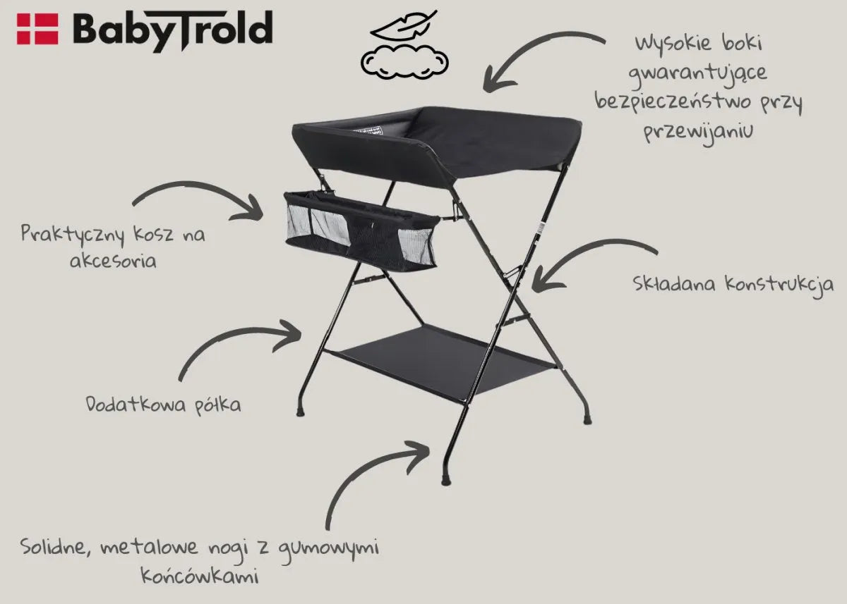 Przewijak BabyTrold Vera 2 Puslebord czarny - JasieBasie.pl