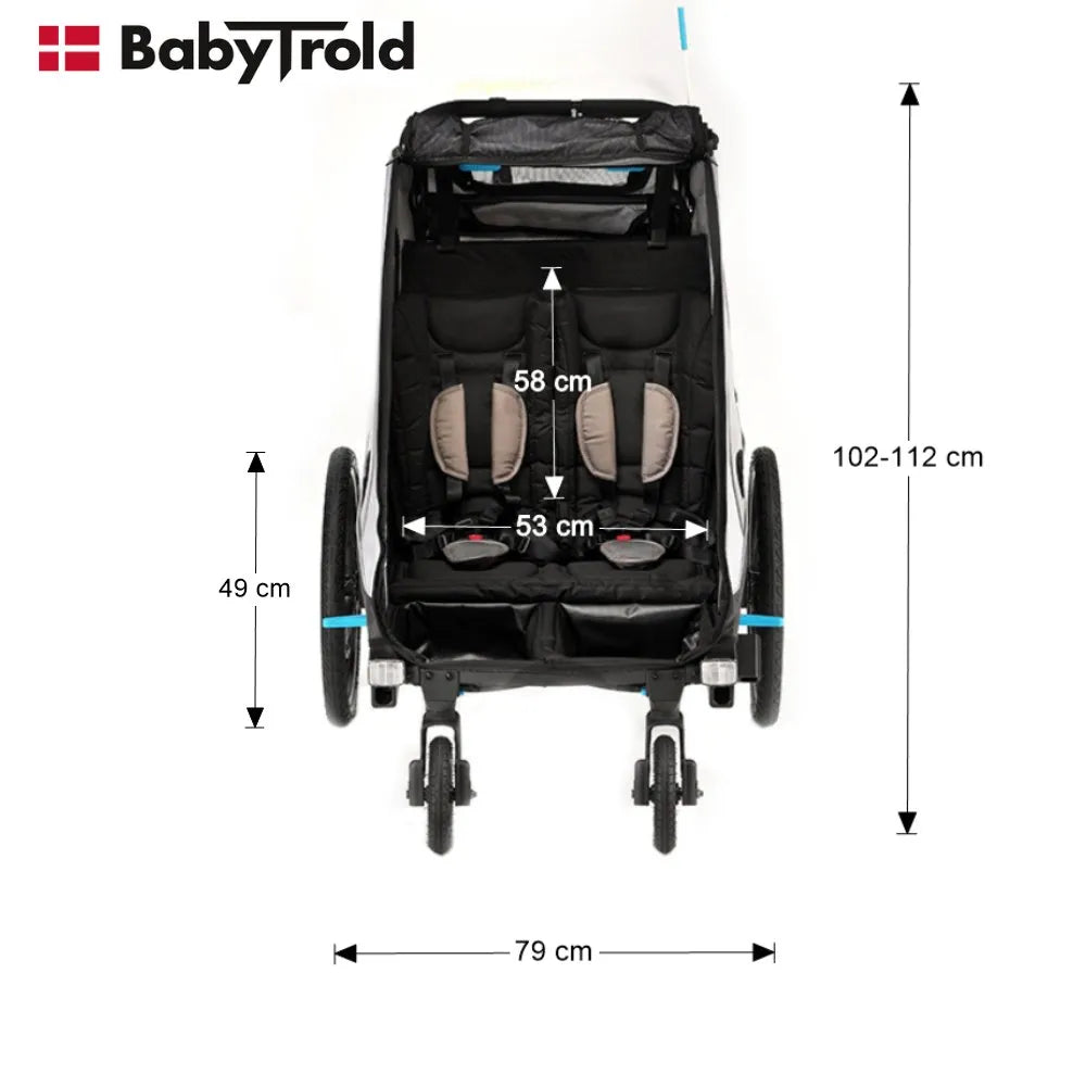 Wózek biegowy BabyTrold Roadrunner 3w1 czarny/szary - JasieBasie.pl