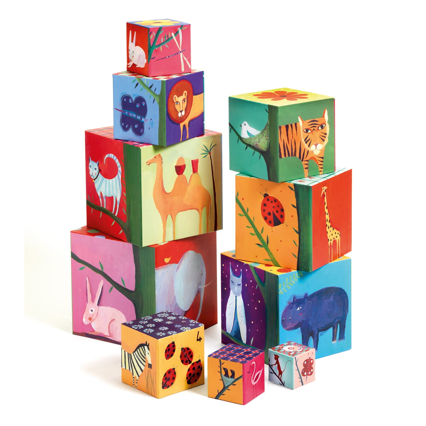 Djeco - piramida z pudełek kartonowych zwierzęta #wariant_zwierzęta