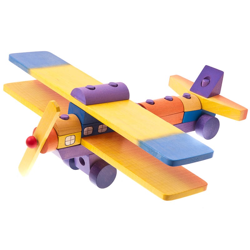 Tarnawa - samolot z drewnianych klocków - kolorowy